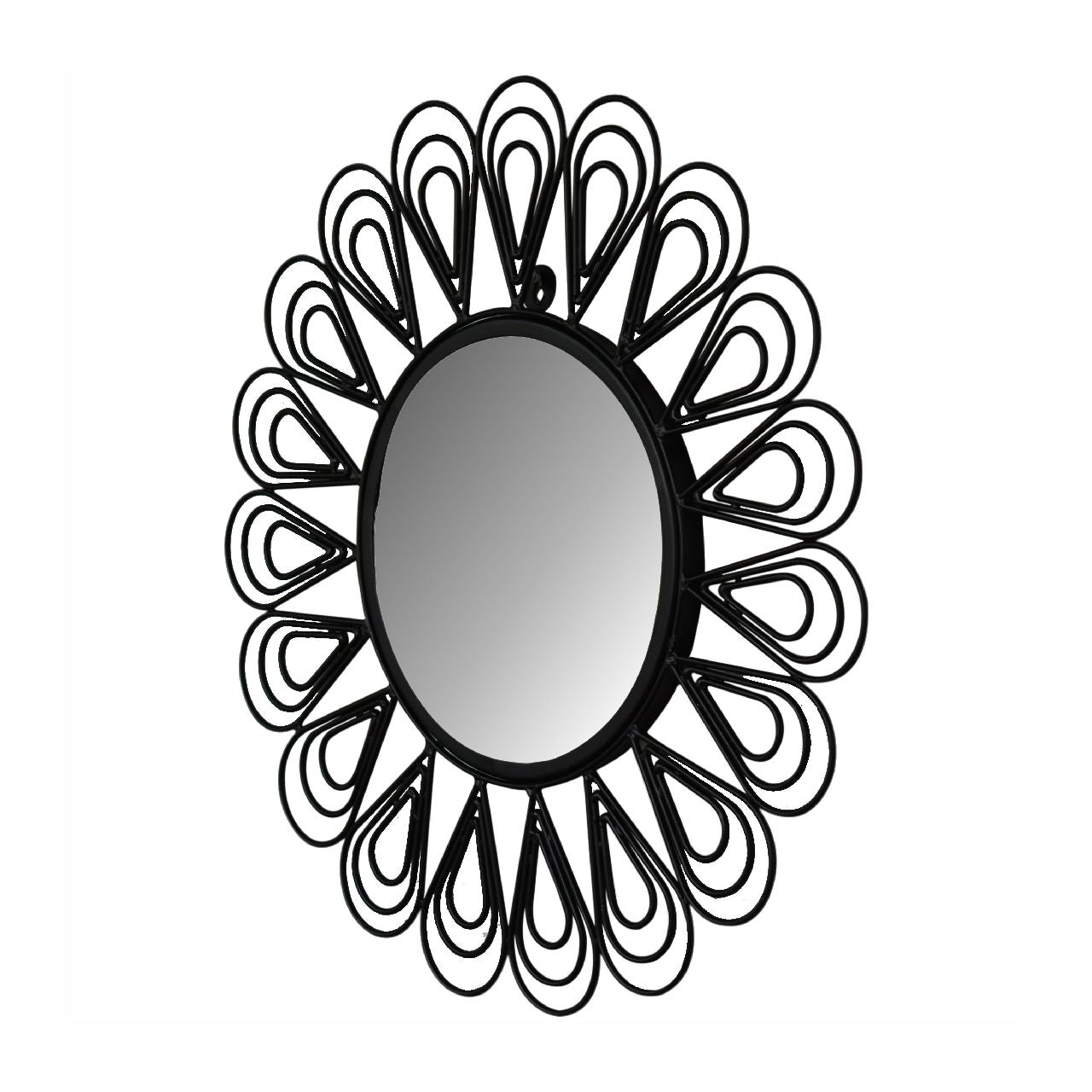 Black Coated Wired Flower Mirror - SILVIONIX