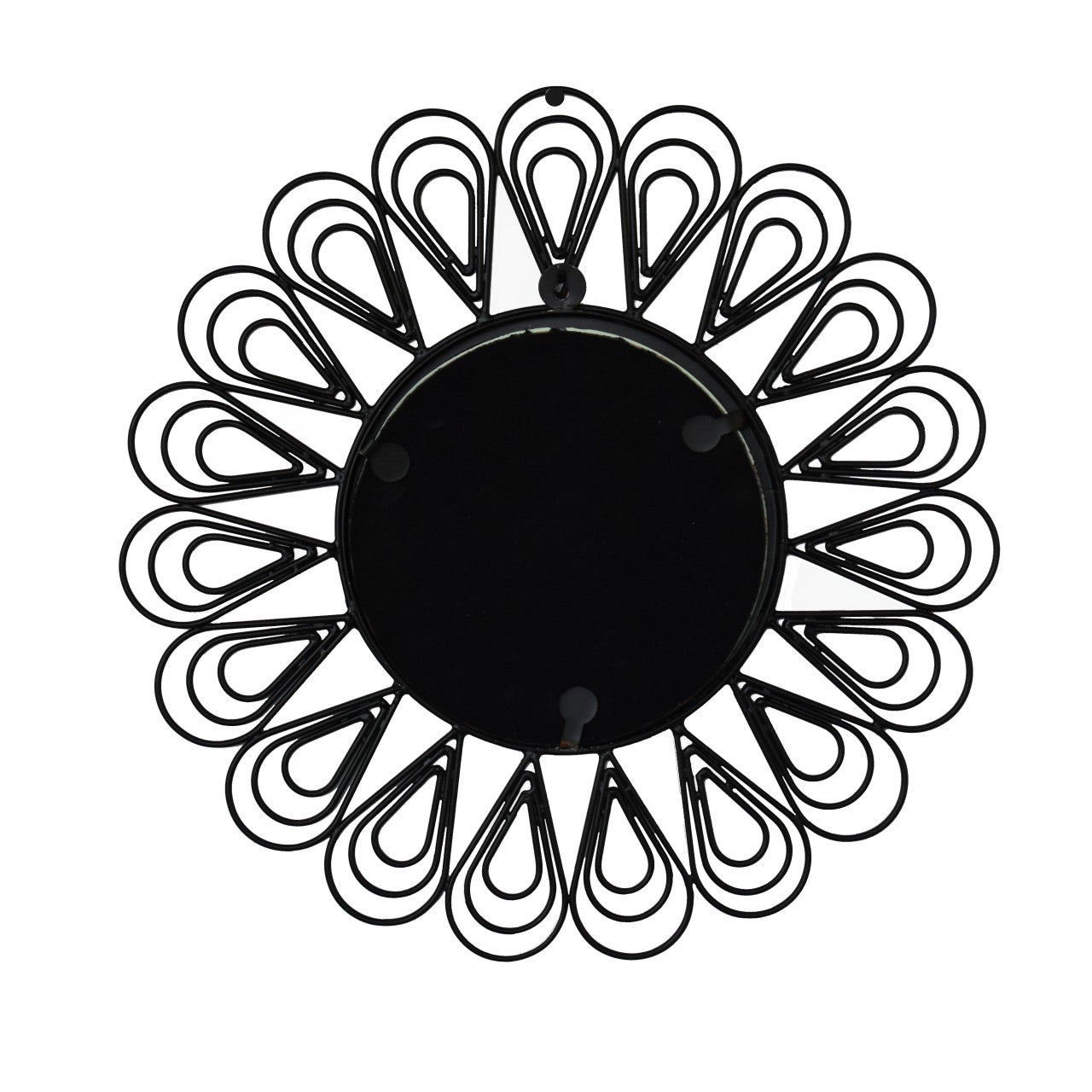 Black Coated Wired Flower Mirror - SILVIONIX