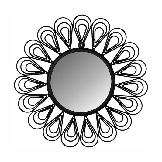 Black Coated Wired Flower Mirror - SILVIONIX