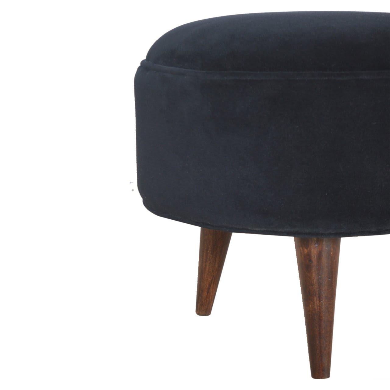 Black Velvet Nordic Style Footstool - SILVIONIX