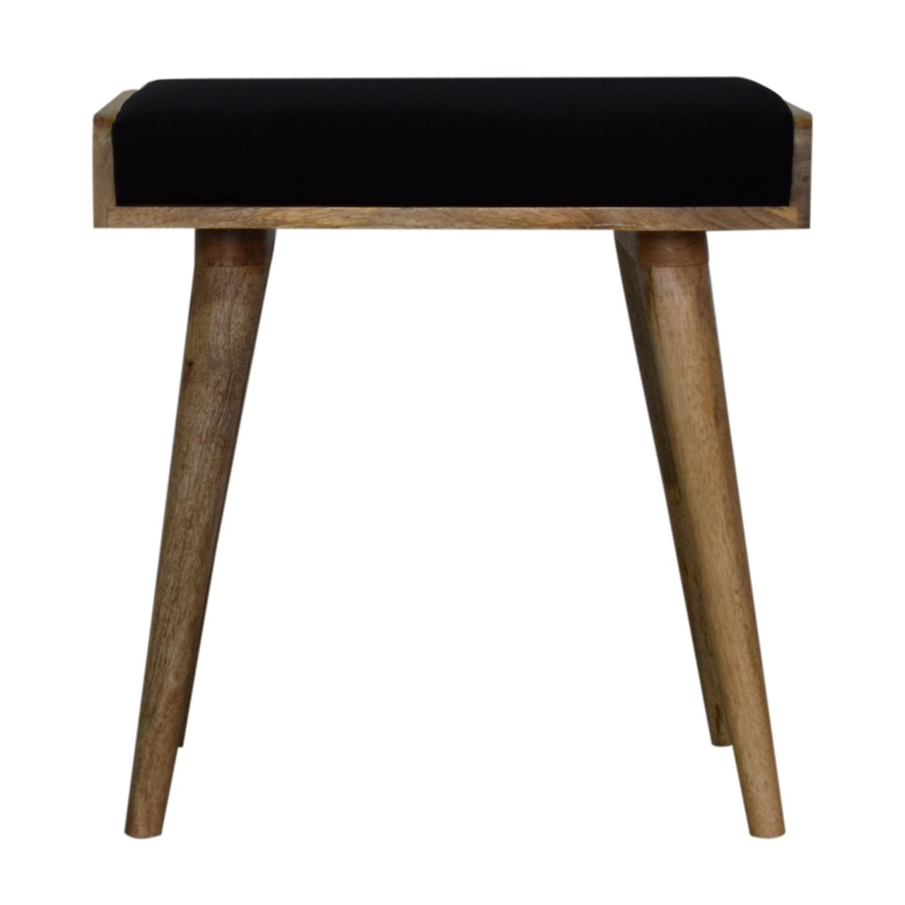 Black Velvet Tray Style Footstool - SILVIONIX