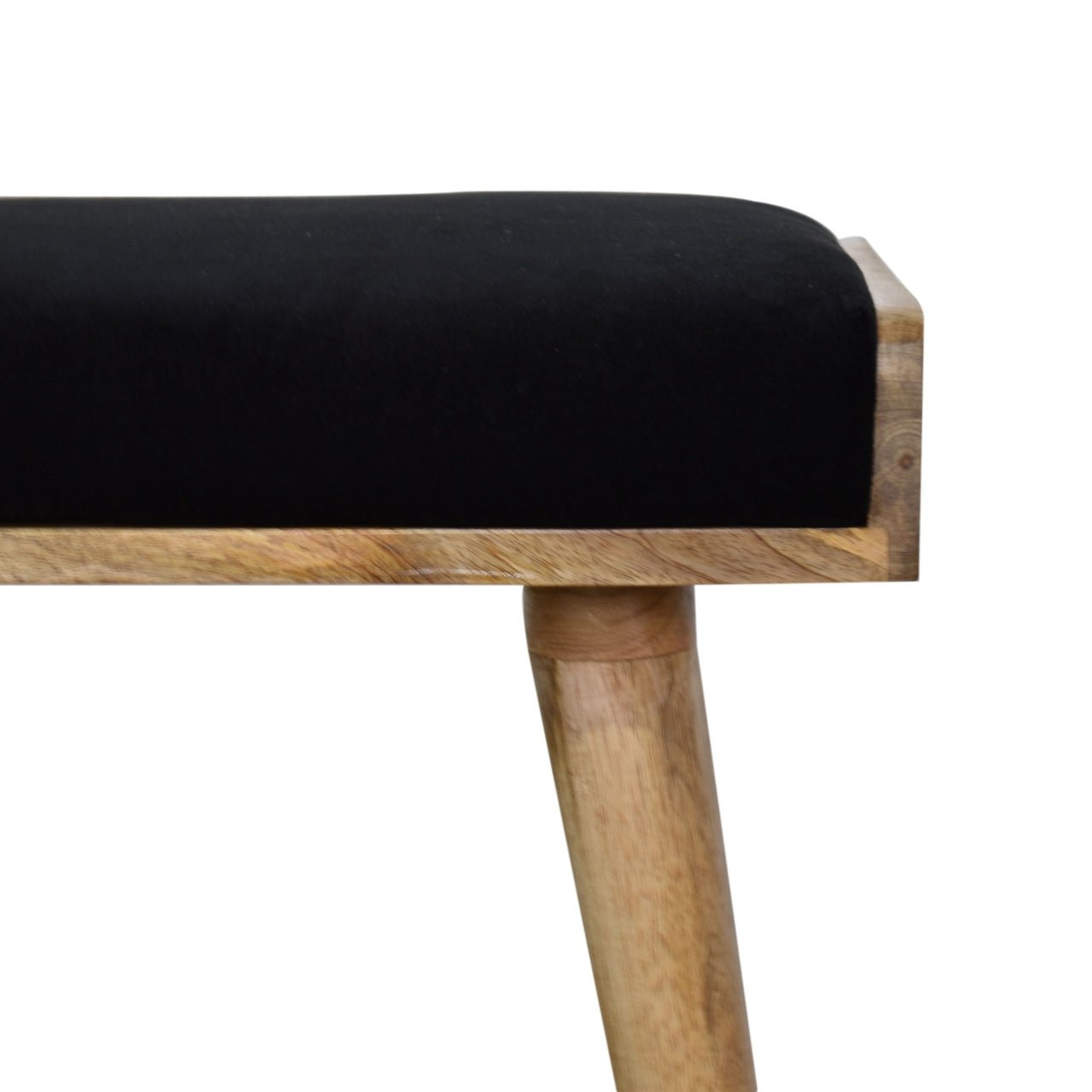 Black Velvet Tray Style Footstool - SILVIONIX