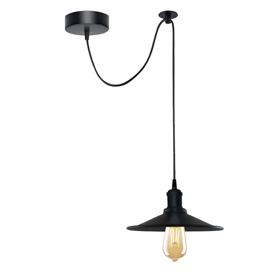 Black Vintage Cone shaped shade Ceiling Pendant Light Fitting with Adjustable Cord Light Fixture - SILVIONIX