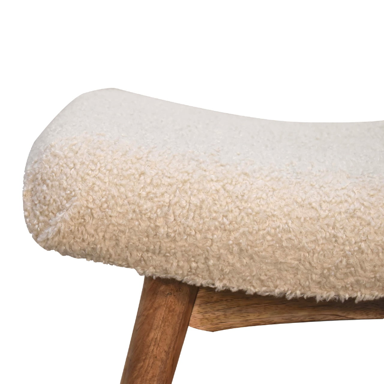 Bouclé Cream Curved Bench - SILVIONIX