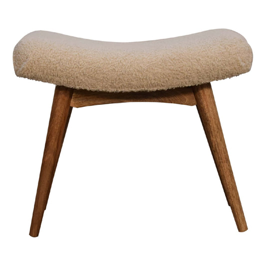 Bouclé Cream Curved Bench - SILVIONIX