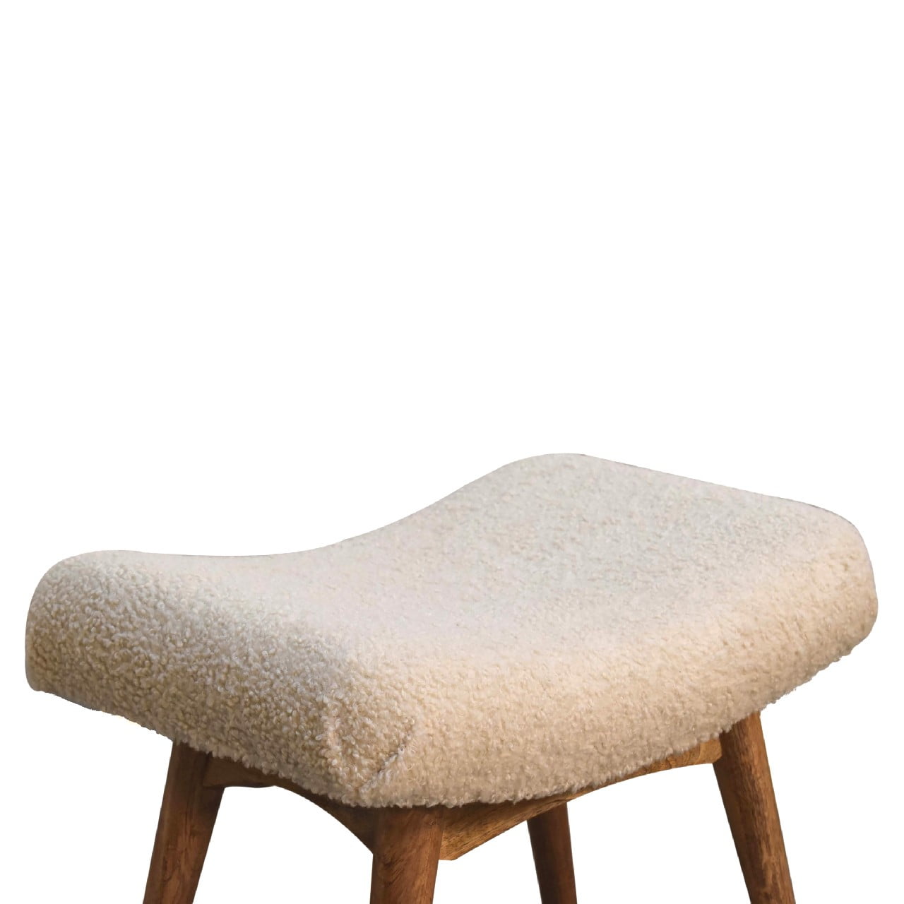 Bouclé Cream Curved Bench - SILVIONIX