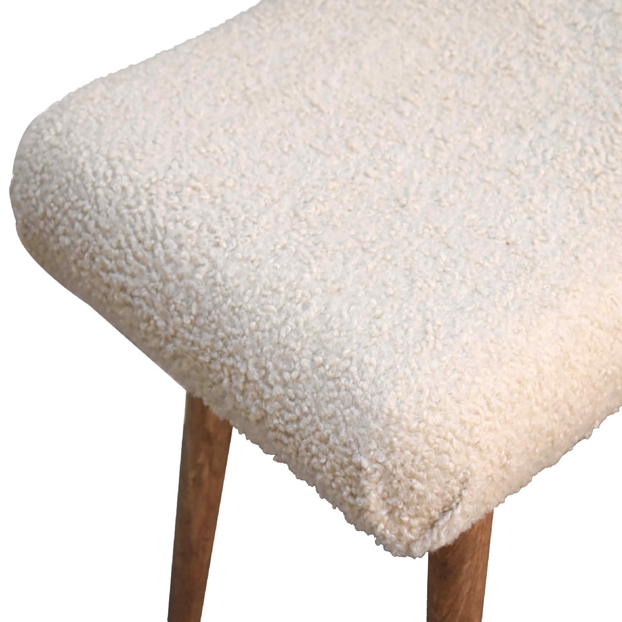 Bouclé Cream Curved Bench - SILVIONIX