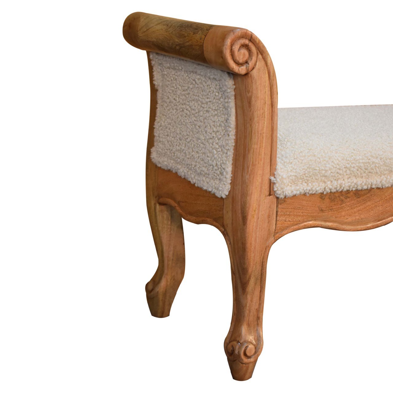 Boucle Cream French Style Bench - SILVIONIX