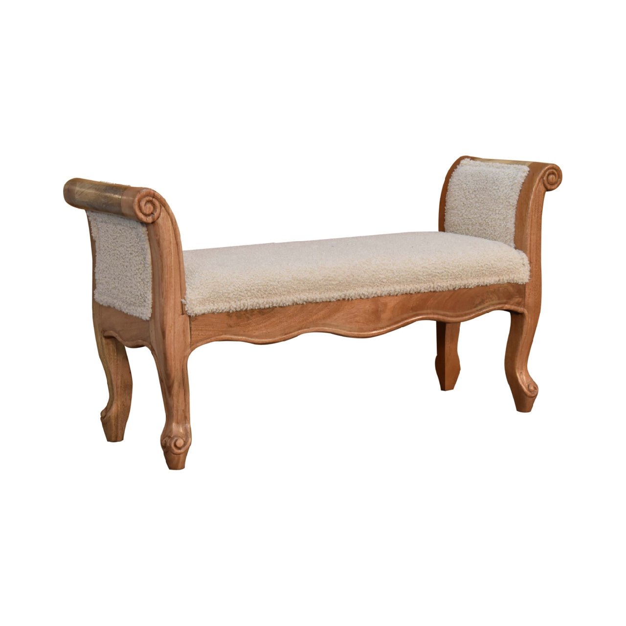 Boucle Cream French Style Bench - SILVIONIX