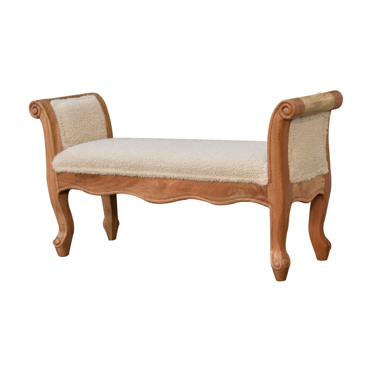 Boucle Cream French Style Bench - SILVIONIX