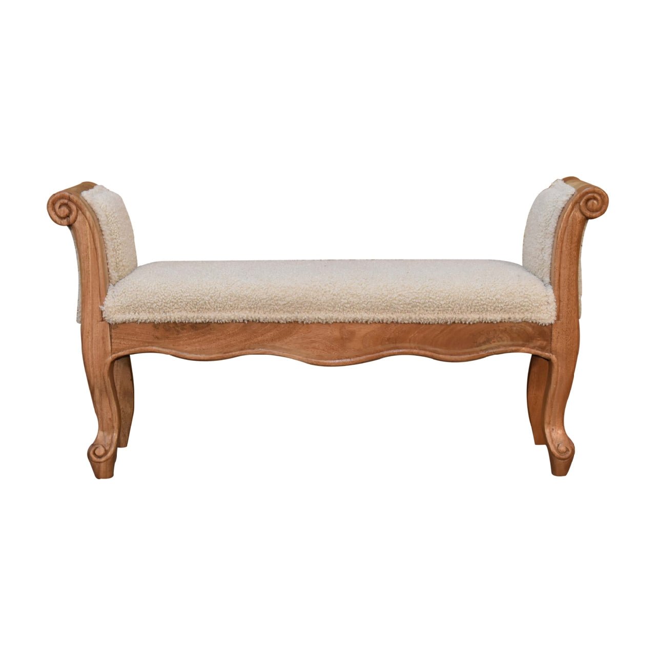 Boucle Cream French Style Bench - SILVIONIX