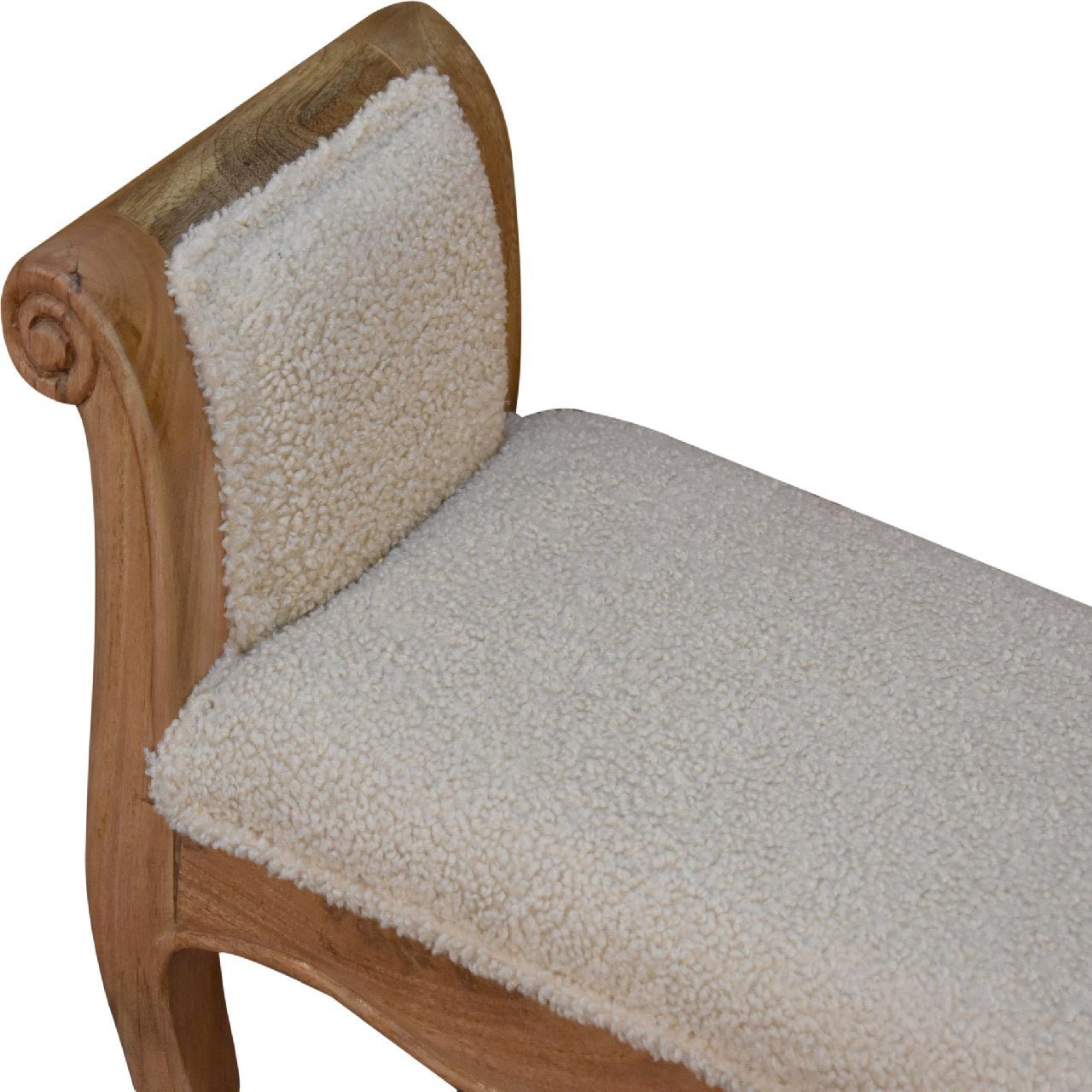 Boucle Cream French Style Bench - SILVIONIX