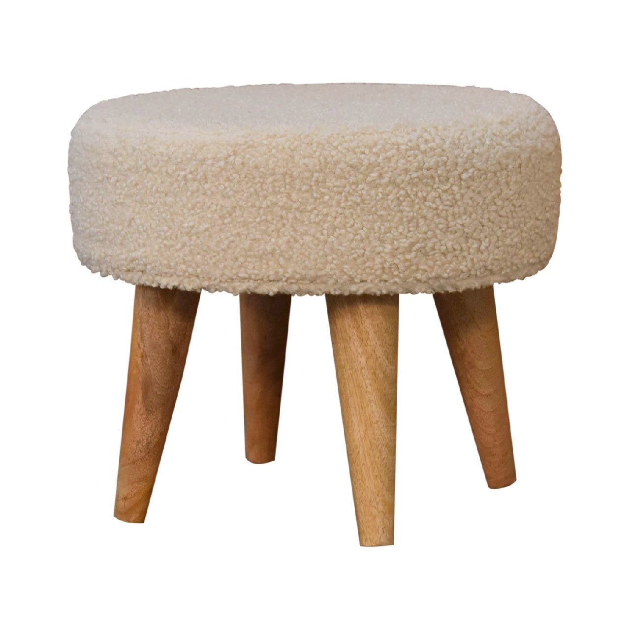 Boucle Cream Petite Footstool - SILVIONIX