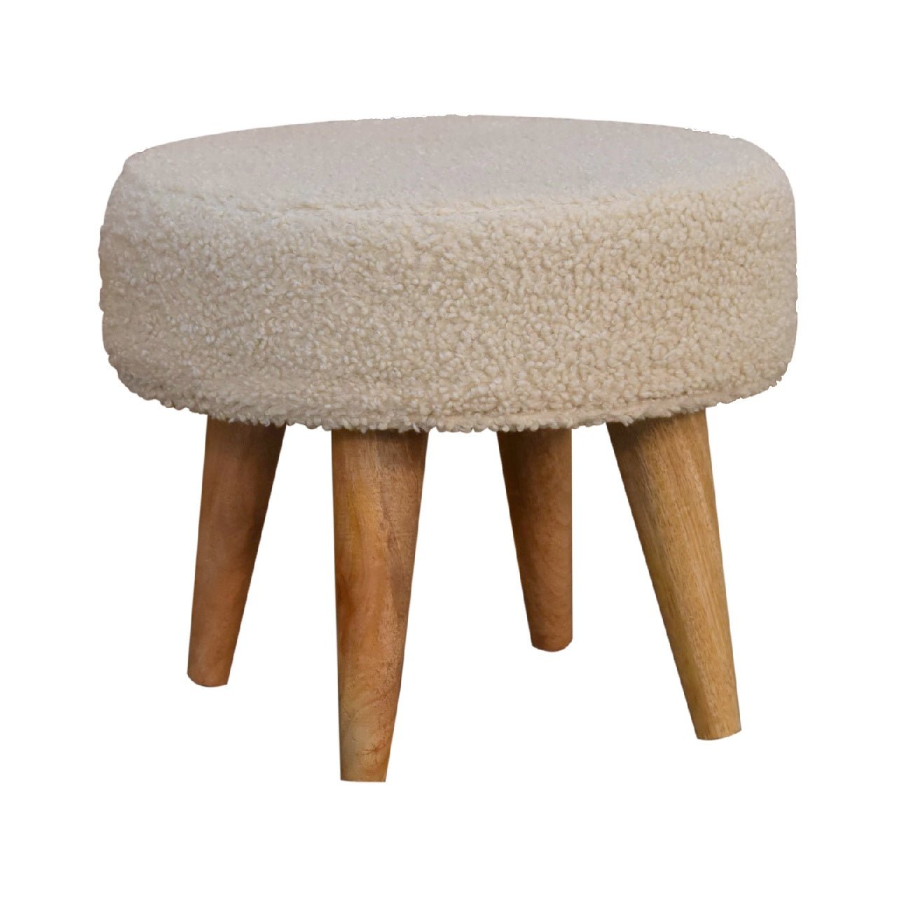 Boucle Cream Petite Footstool - SILVIONIX