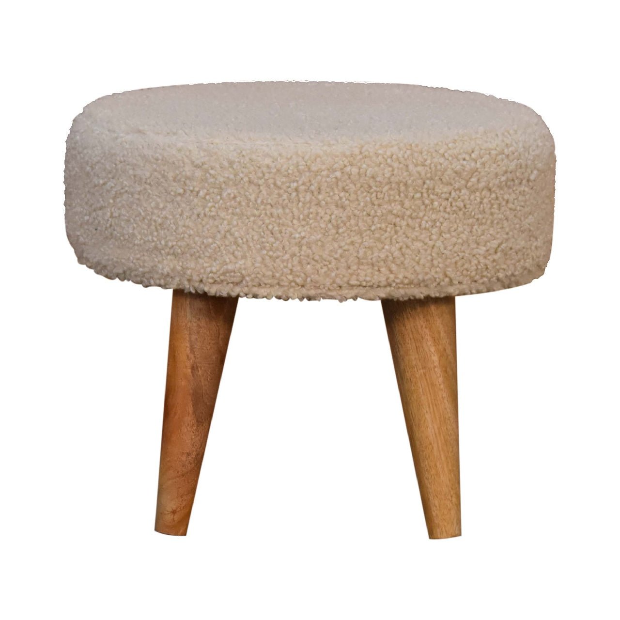 Boucle Cream Petite Footstool - SILVIONIX