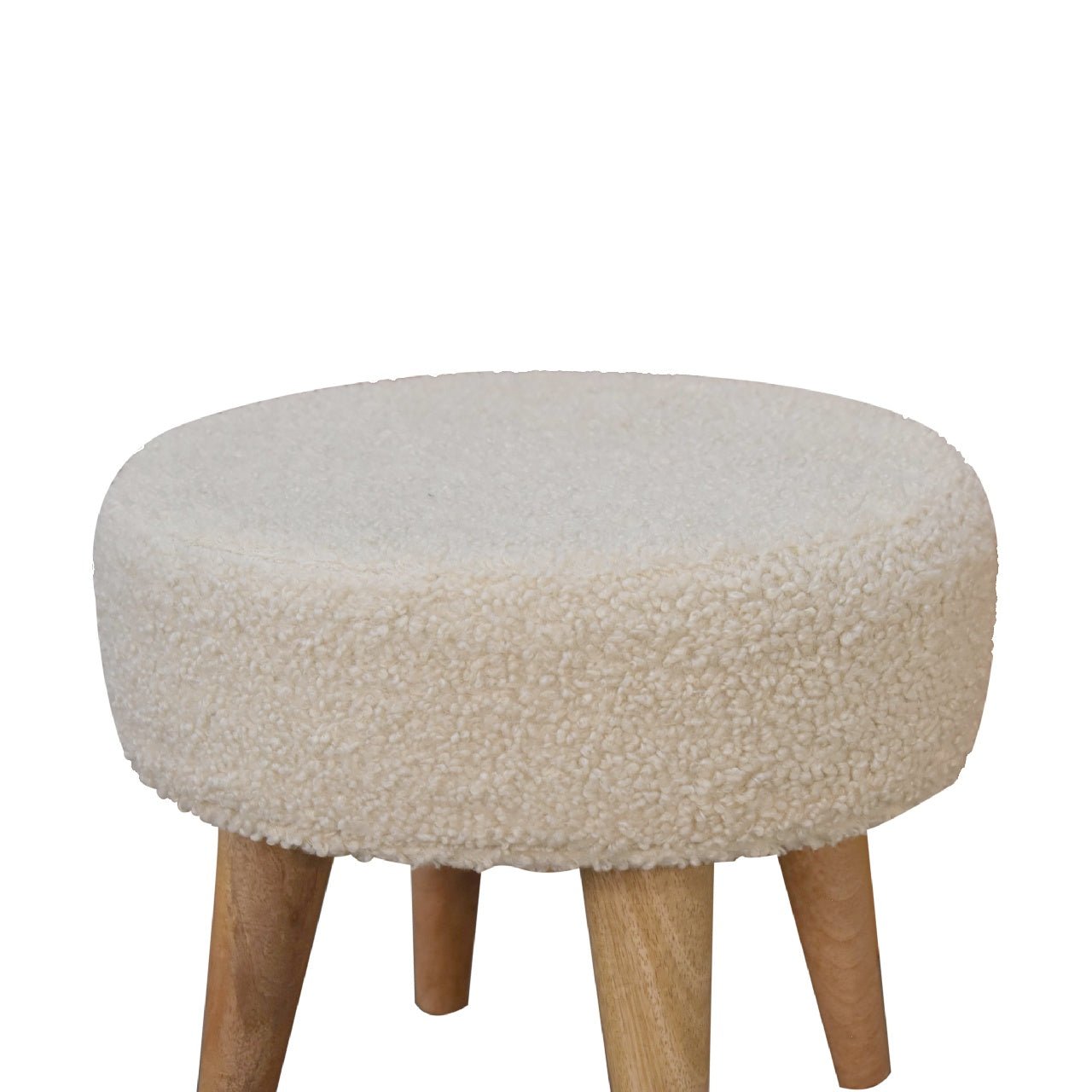 Boucle Cream Petite Footstool - SILVIONIX