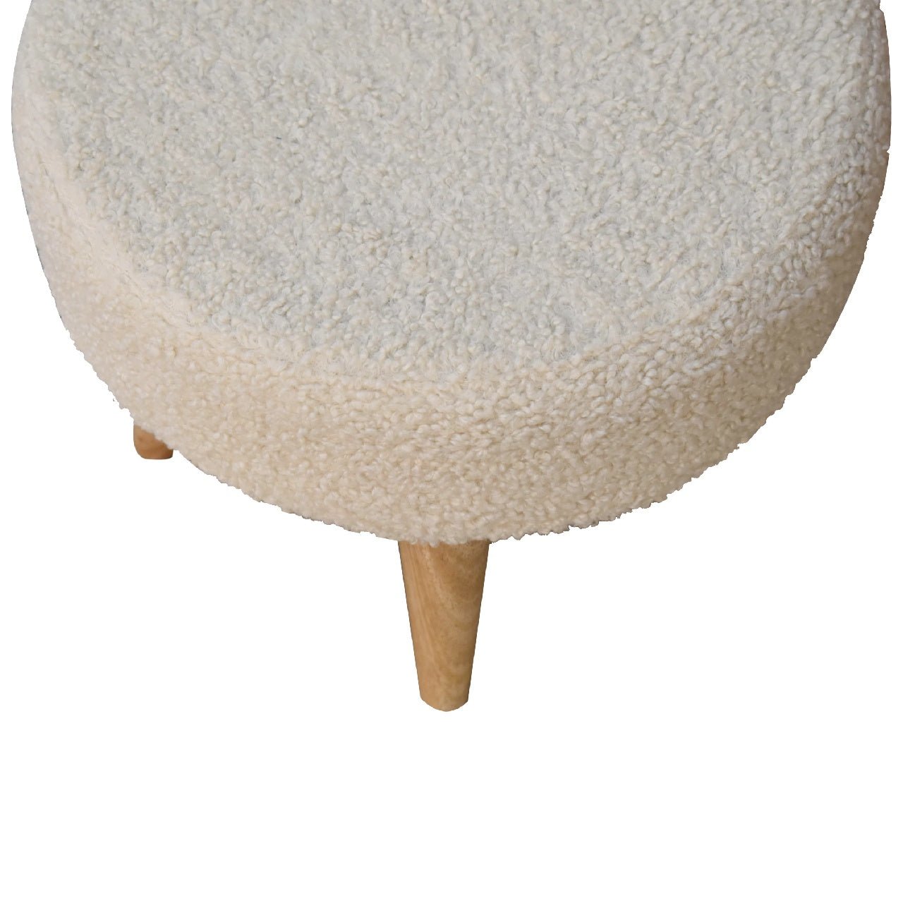 Boucle Cream Petite Footstool - SILVIONIX