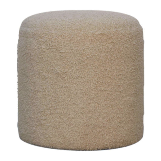 Boucle Cream Round Footstool - SILVIONIX