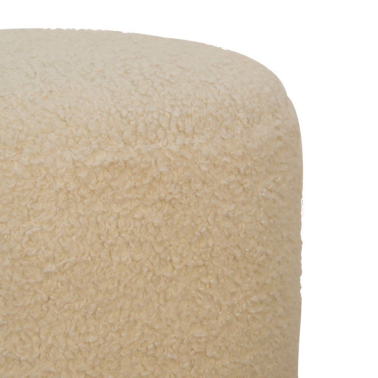 Boucle Cream Round Footstool - SILVIONIX