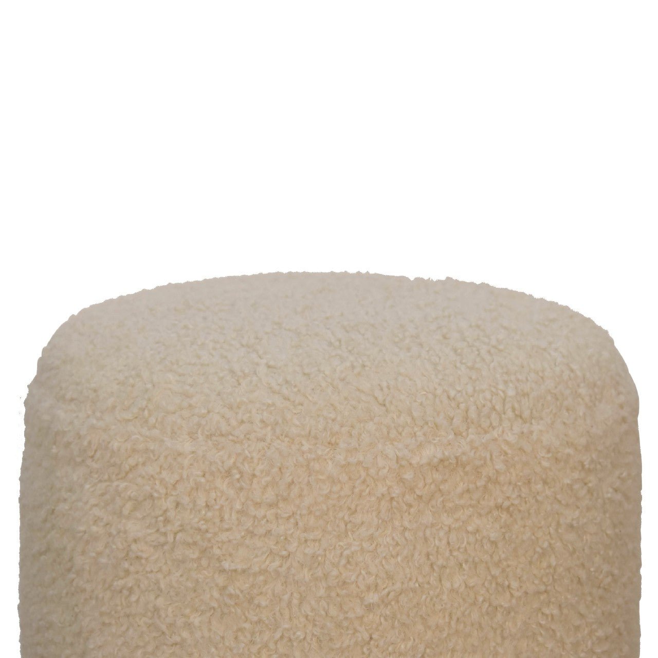 Boucle Cream Round Footstool - SILVIONIX