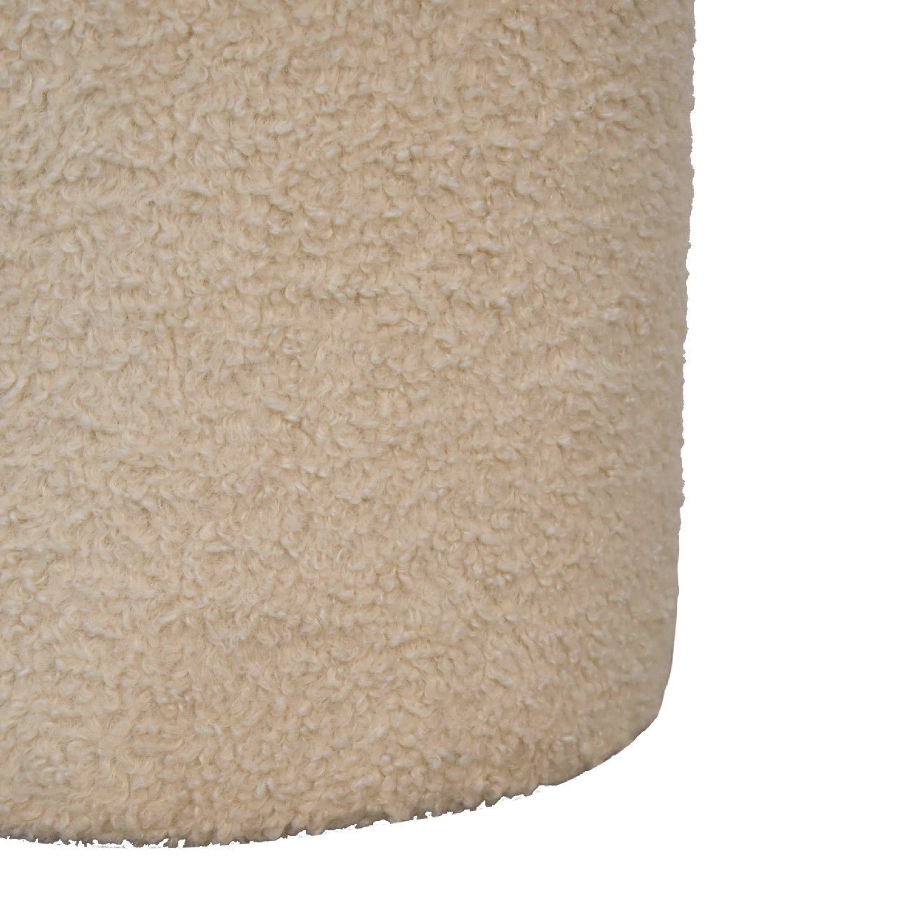 Boucle Cream Round Footstool - SILVIONIX