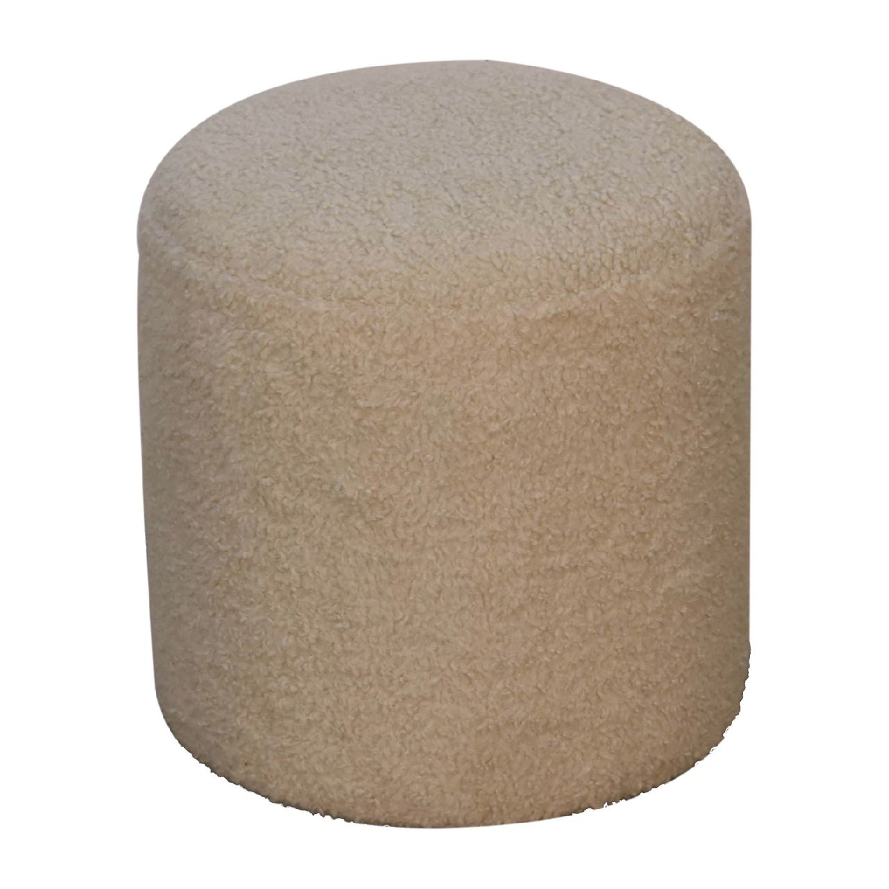 Boucle Cream Round Footstool - SILVIONIX