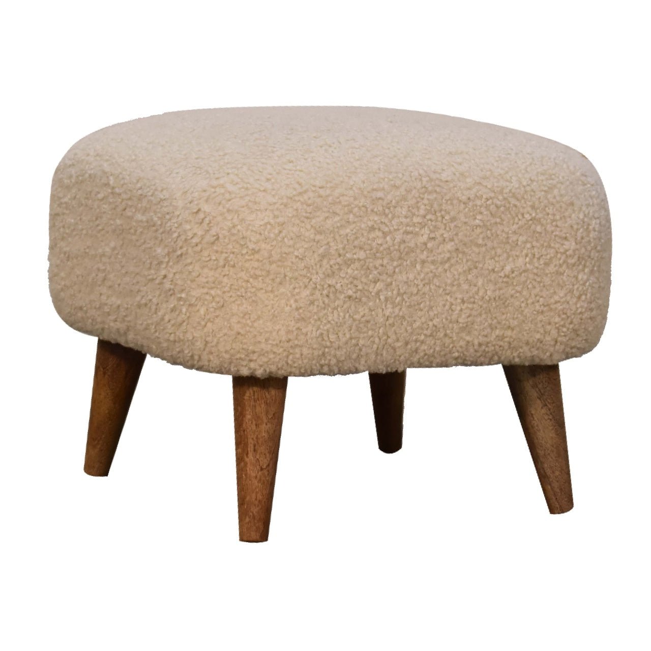 Bouclé Cream Square Footstool - SILVIONIX