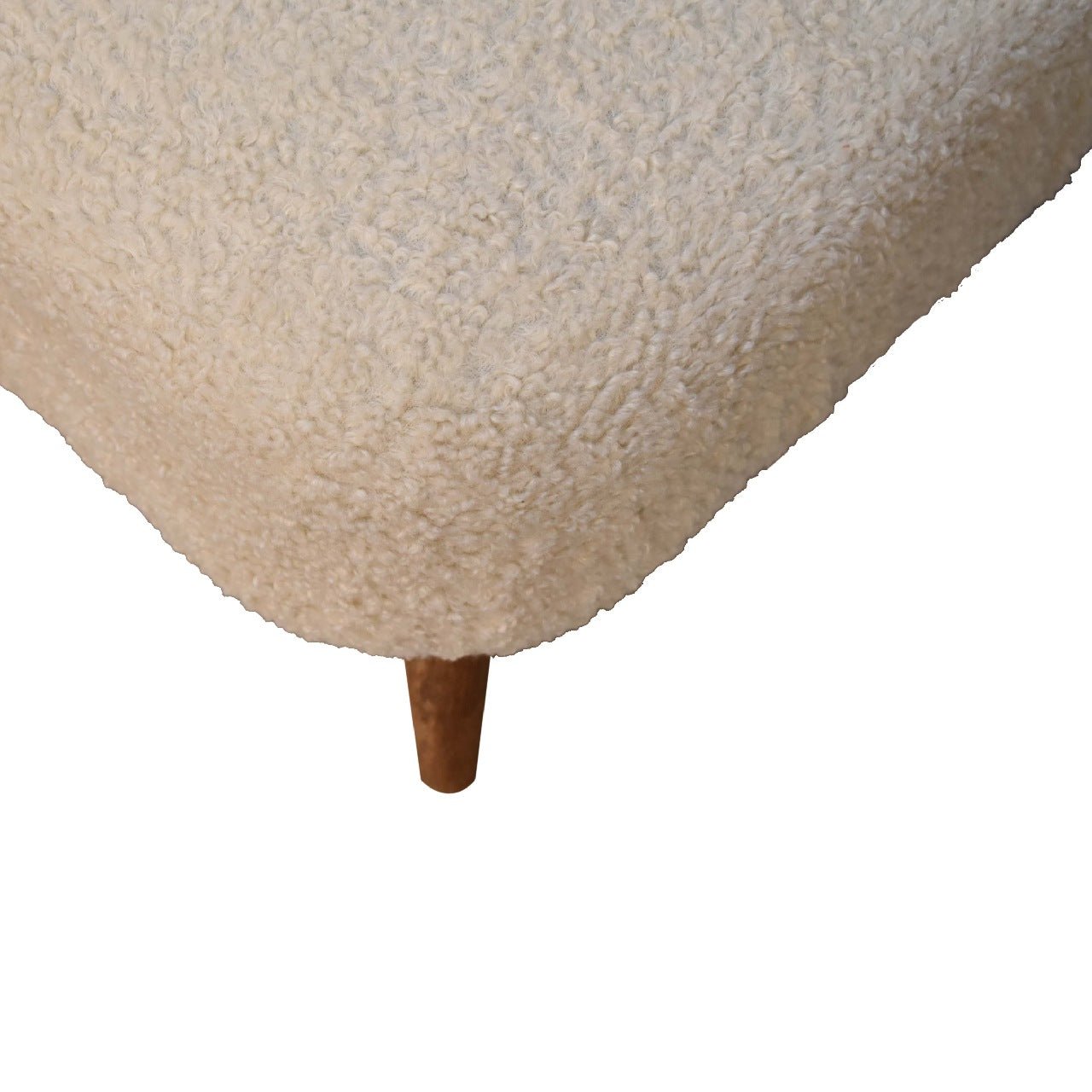 Bouclé Cream Square Footstool - SILVIONIX