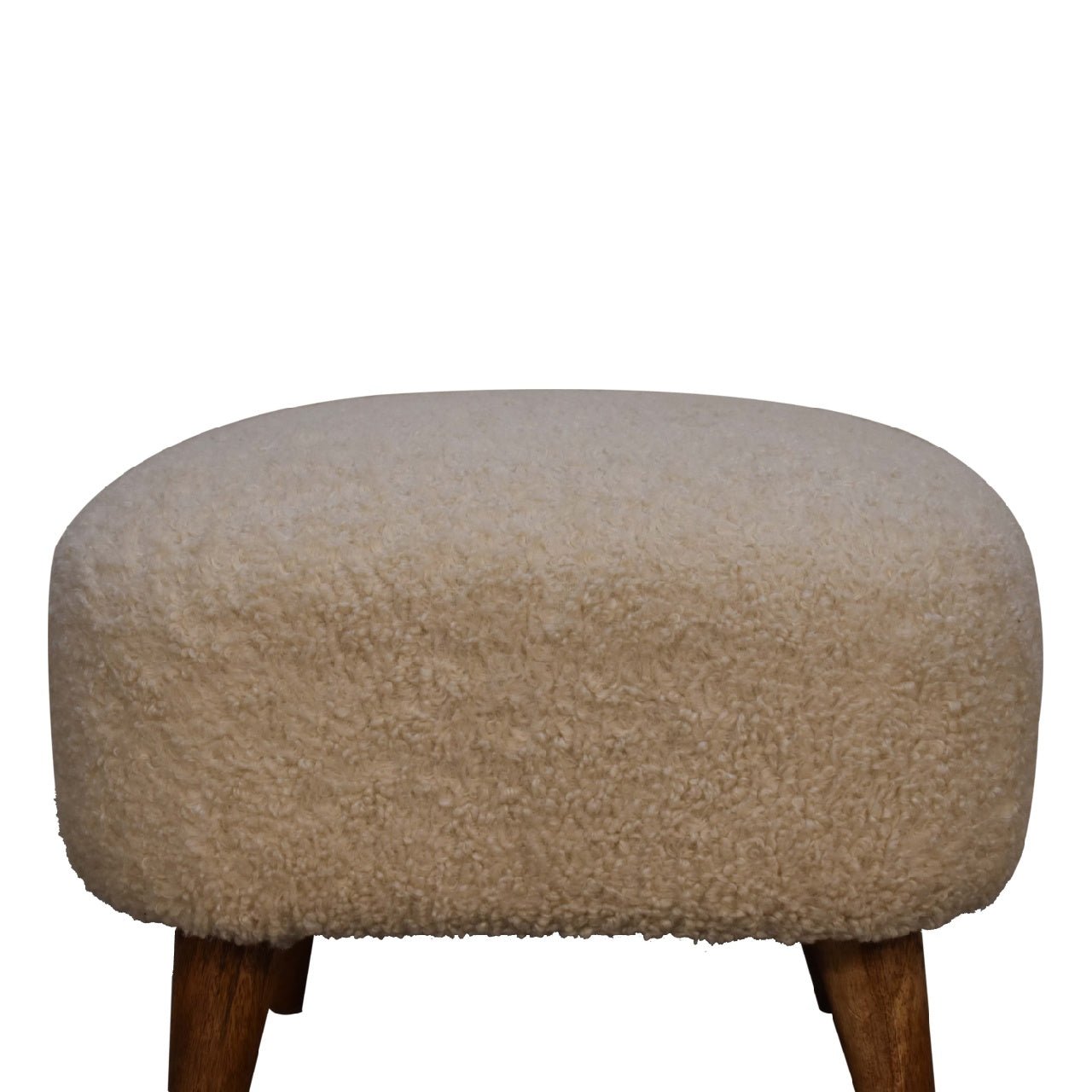 Bouclé Cream Square Footstool - SILVIONIX