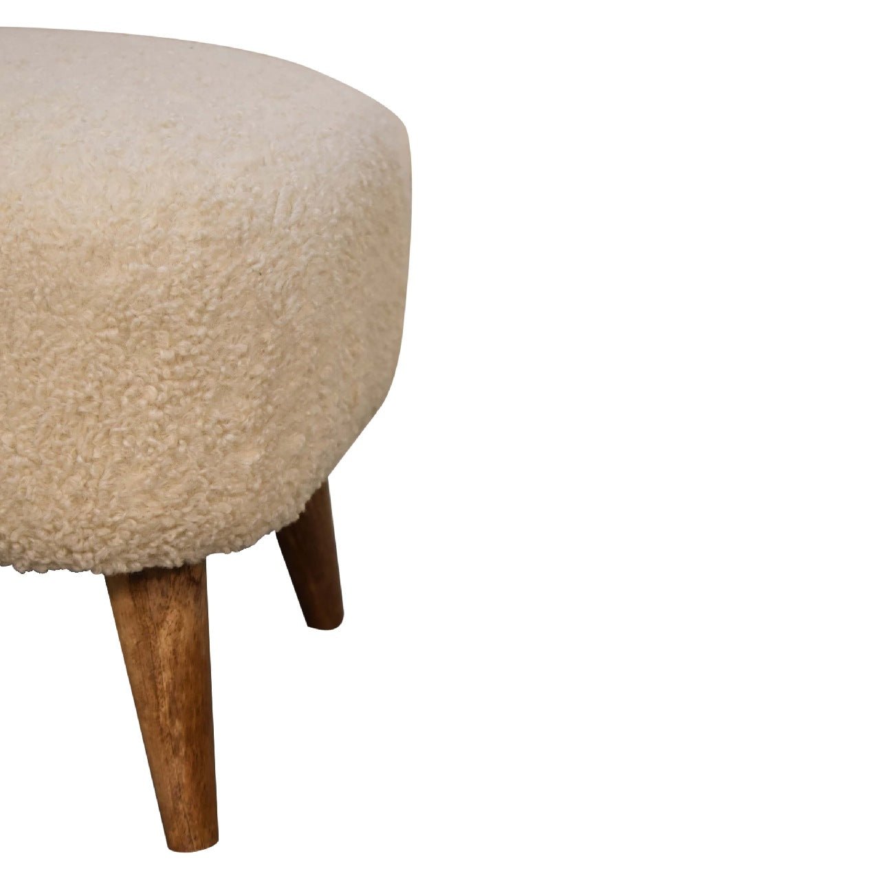 Bouclé Cream Square Footstool - SILVIONIX