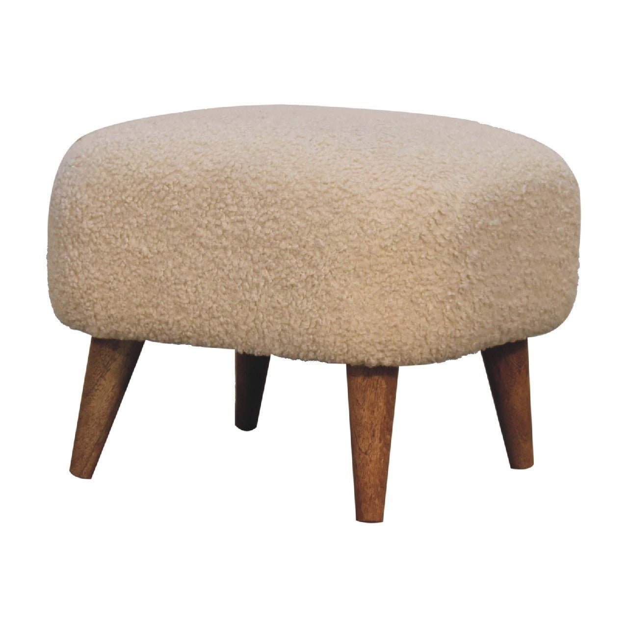 Bouclé Cream Square Footstool - SILVIONIX