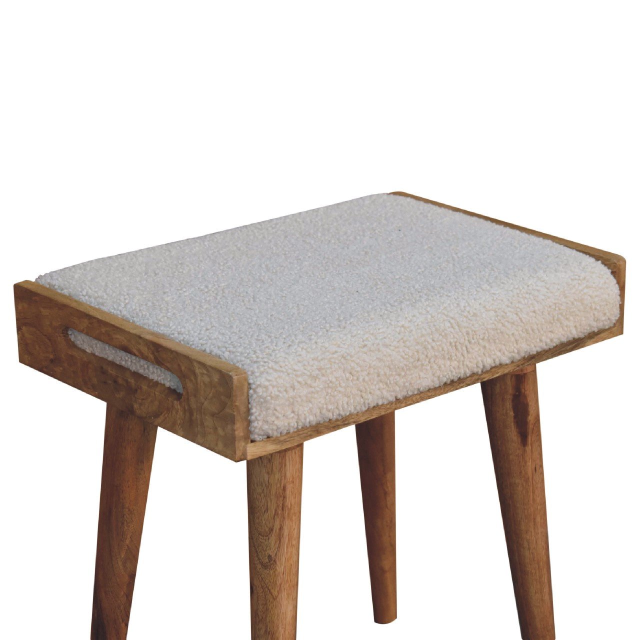 Boucle Cream Tray Style Footstool - SILVIONIX