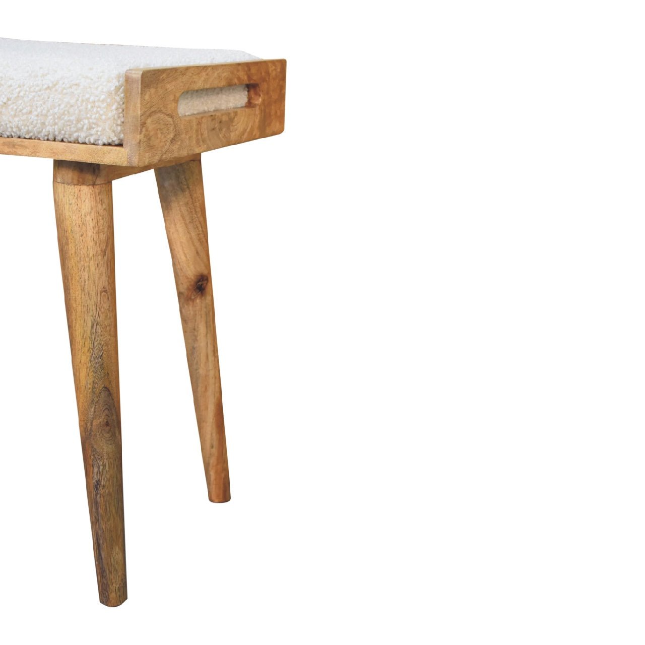 Boucle Cream Tray Style Footstool - SILVIONIX