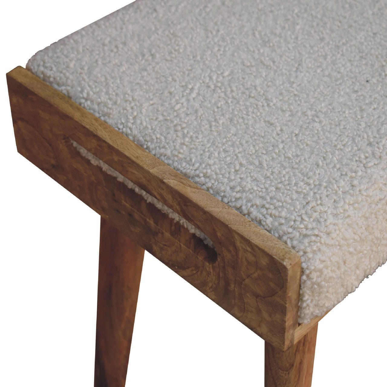 Boucle Cream Tray Style Footstool - SILVIONIX