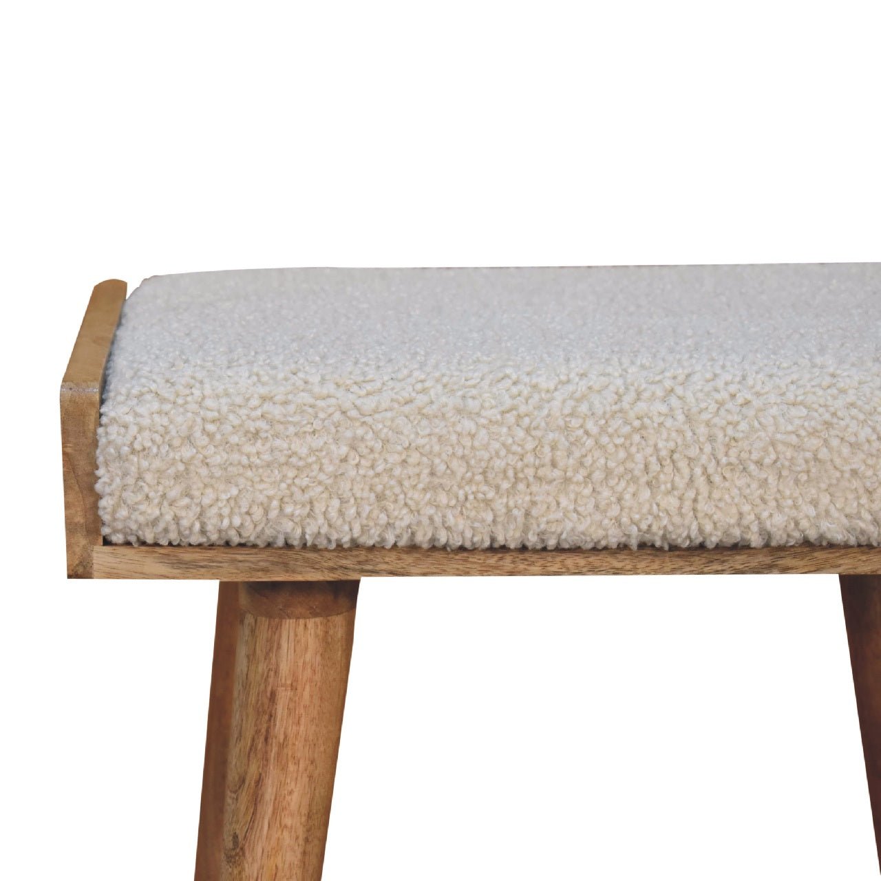 Boucle Cream Tray Style Footstool - SILVIONIX