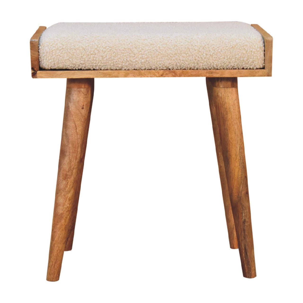 Boucle Cream Tray Style Footstool - SILVIONIX