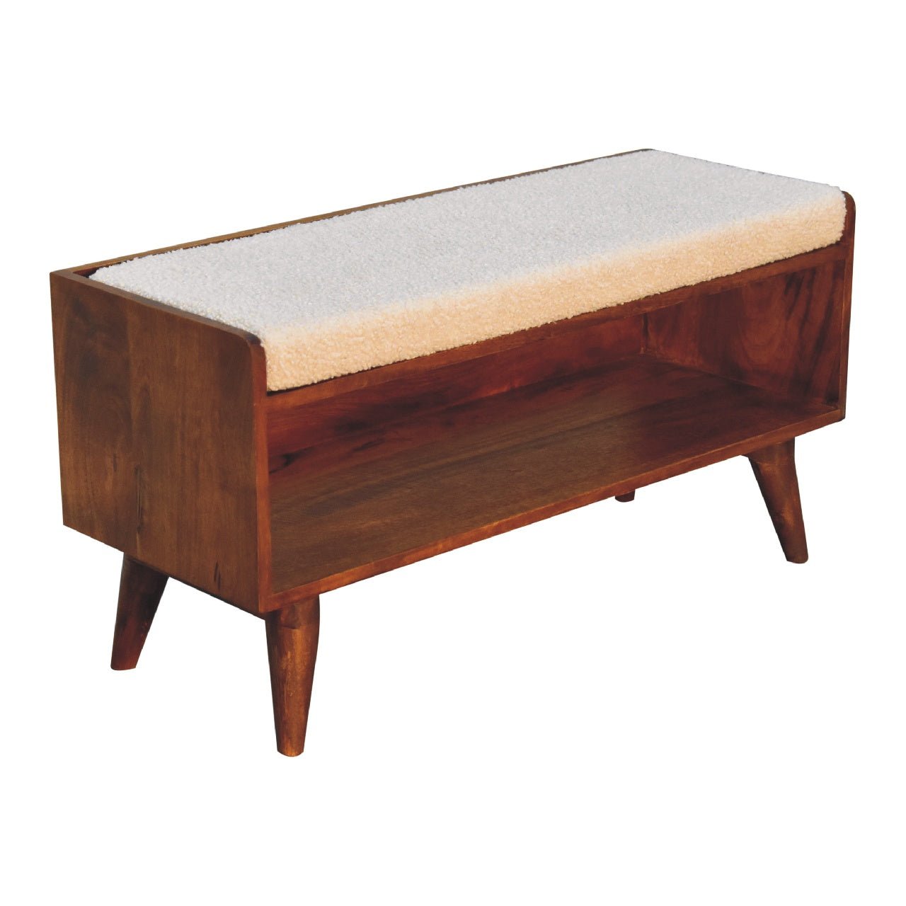 Boucle Nordic Storage Bench - SILVIONIX