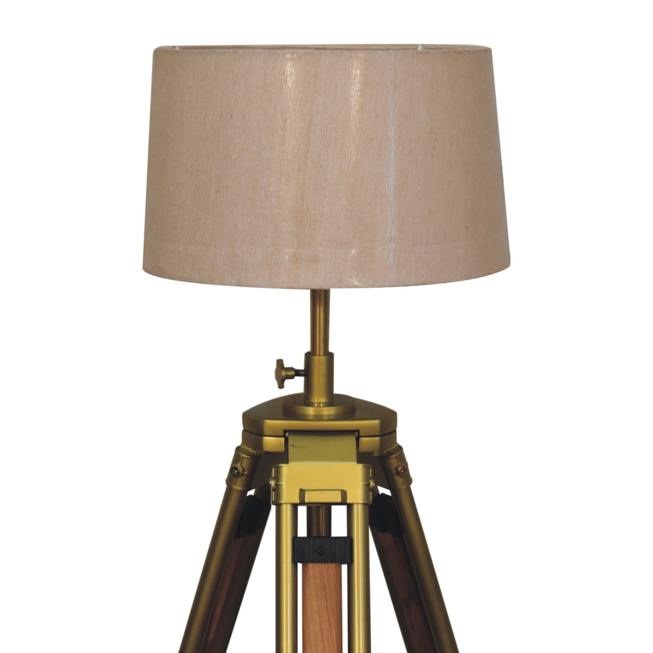 Brass Plated and Wooden Floor Lamp - SILVIONIX