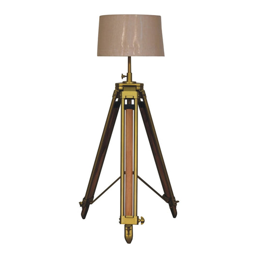 Brass Plated and Wooden Floor Lamp - SILVIONIX