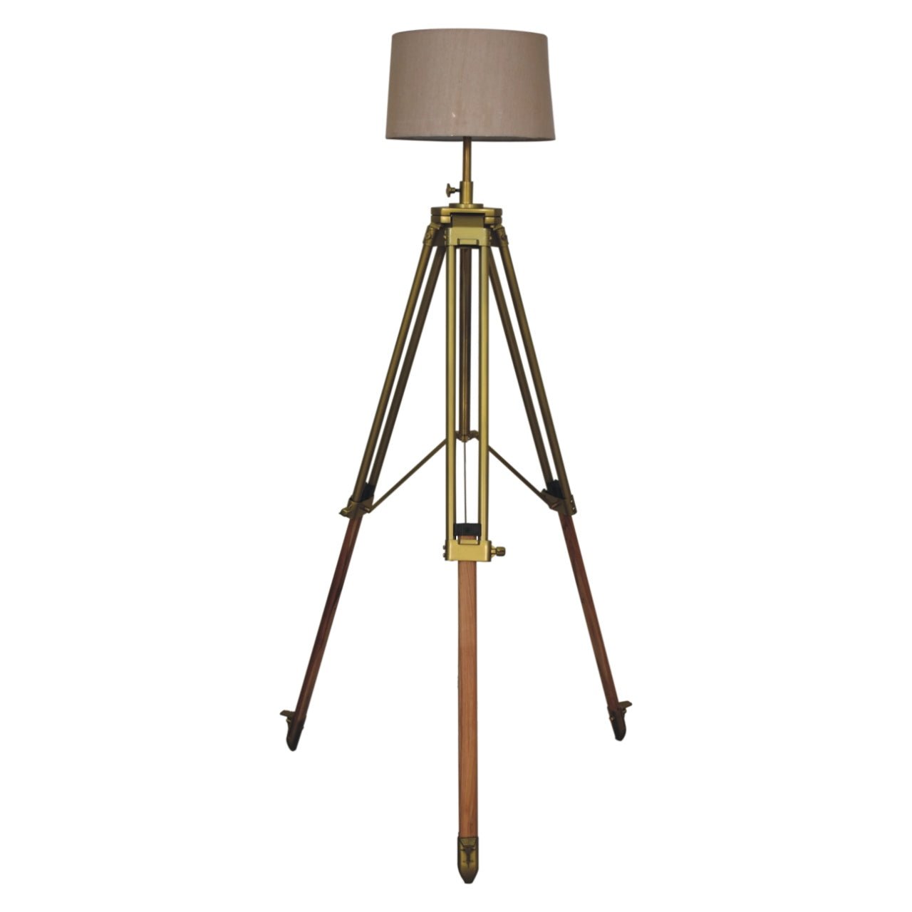 Brass Plated and Wooden Floor Lamp - SILVIONIX