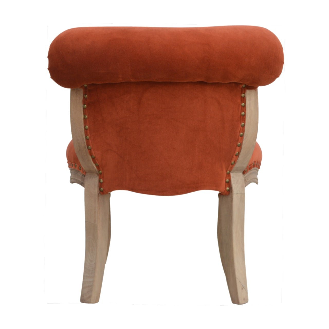 Brick Red Velvet Studded Chair - SILVIONIX