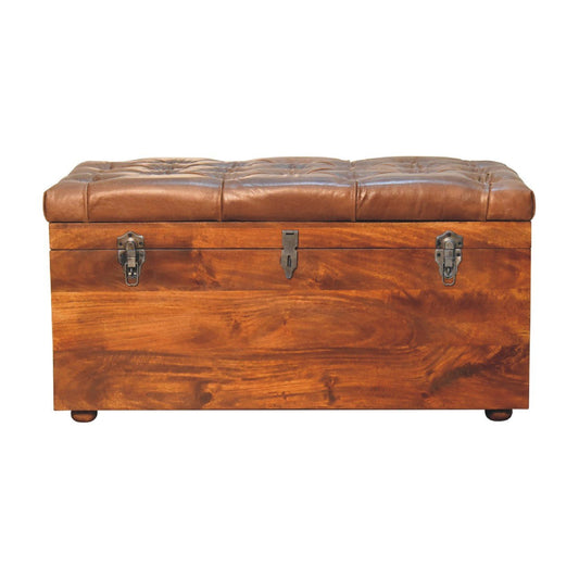 Buffalo Hide Chestnut Storage Trunk - SILVIONIX