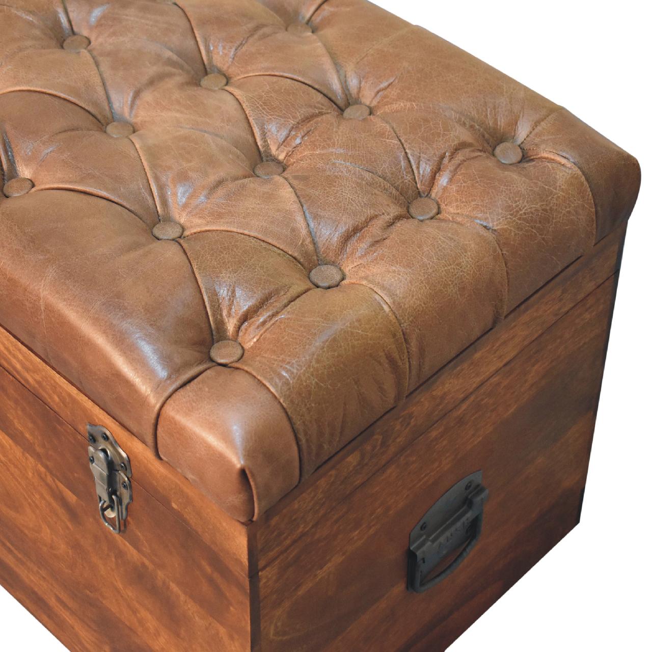 Buffalo Hide Chestnut Storage Trunk - SILVIONIX