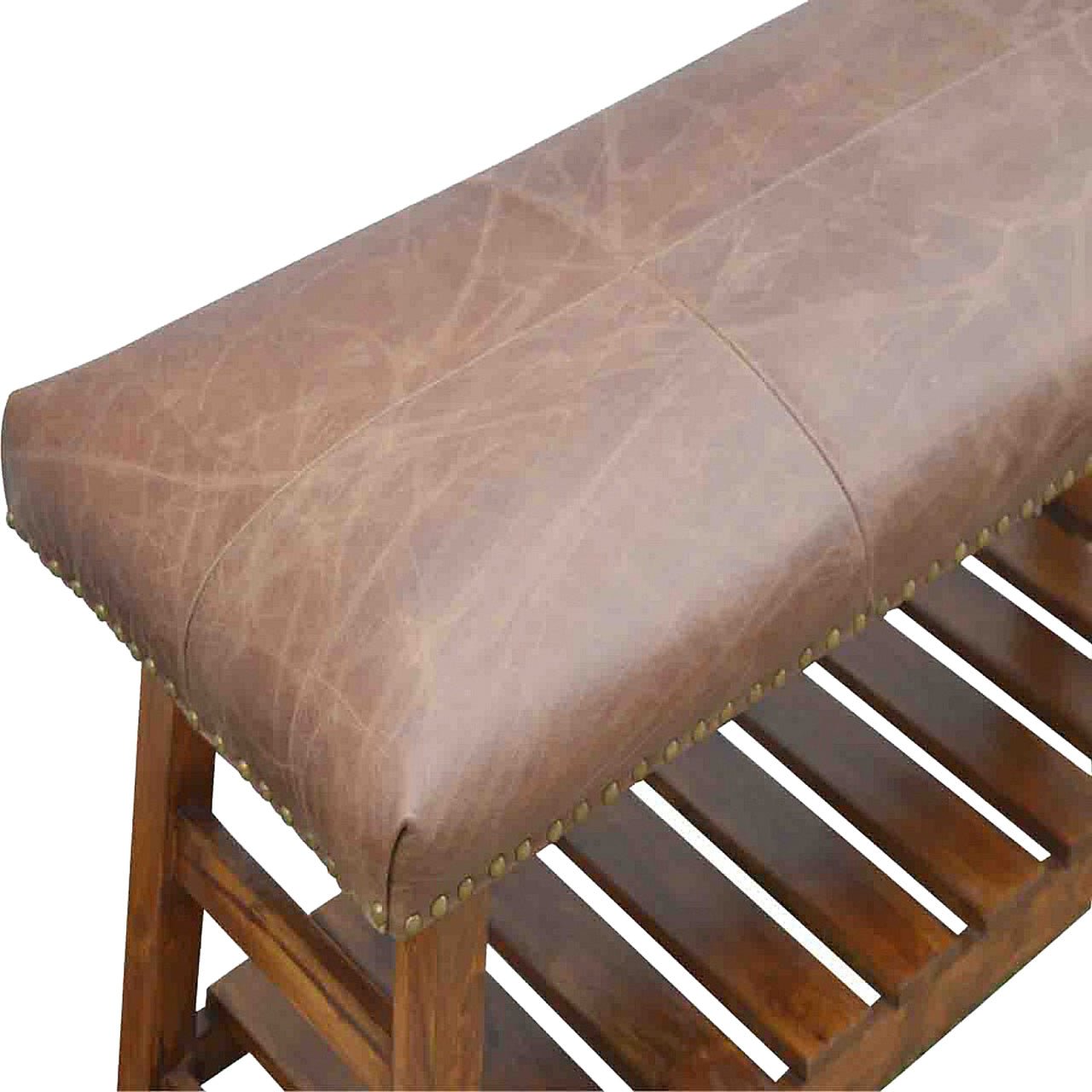 Buffalo Hide Hallway Bench - SILVIONIX