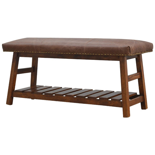 Buffalo Hide Hallway Bench - SILVIONIX