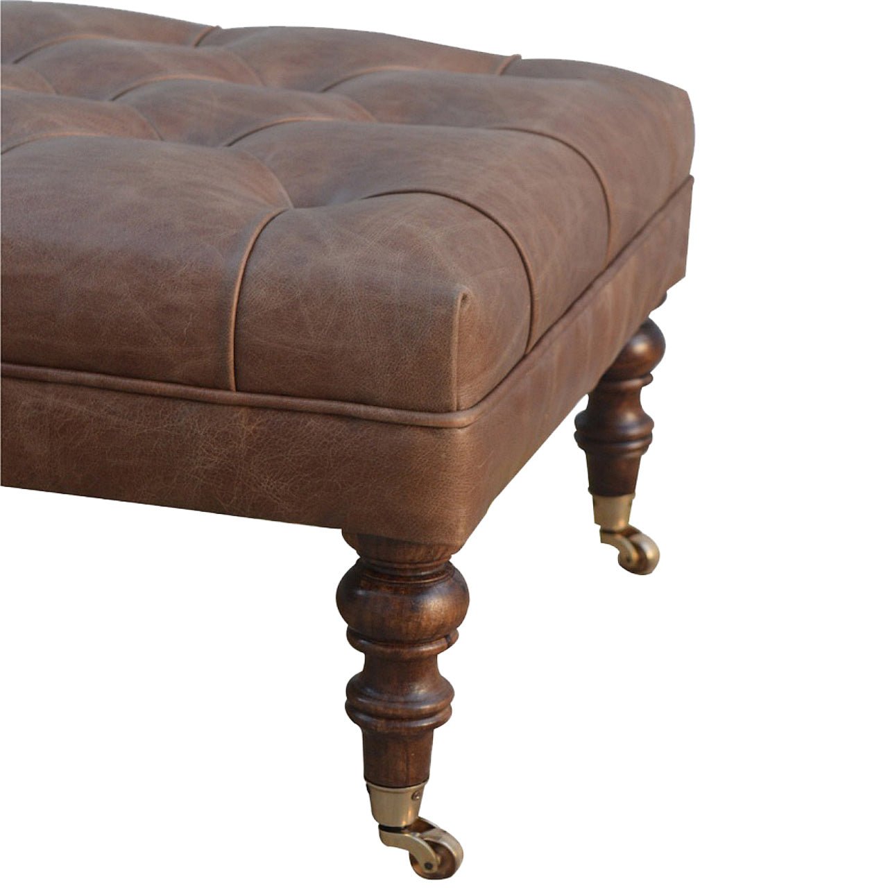 Buffalo Leather Ottoman - SILVIONIX