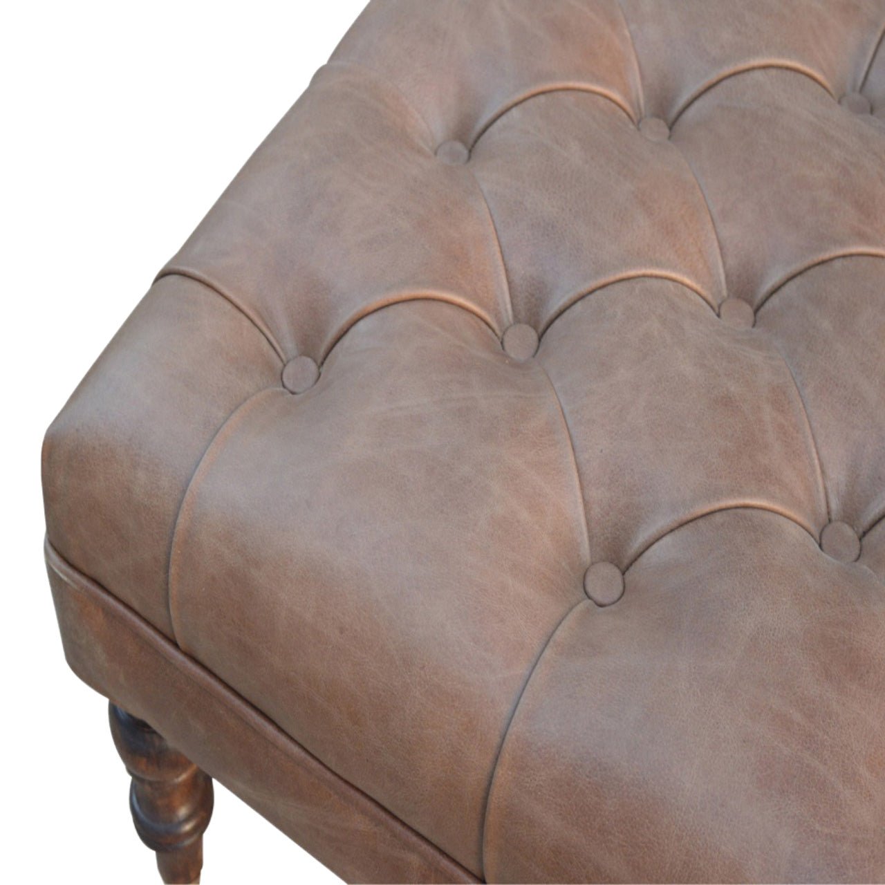 Buffalo Leather Ottoman - SILVIONIX