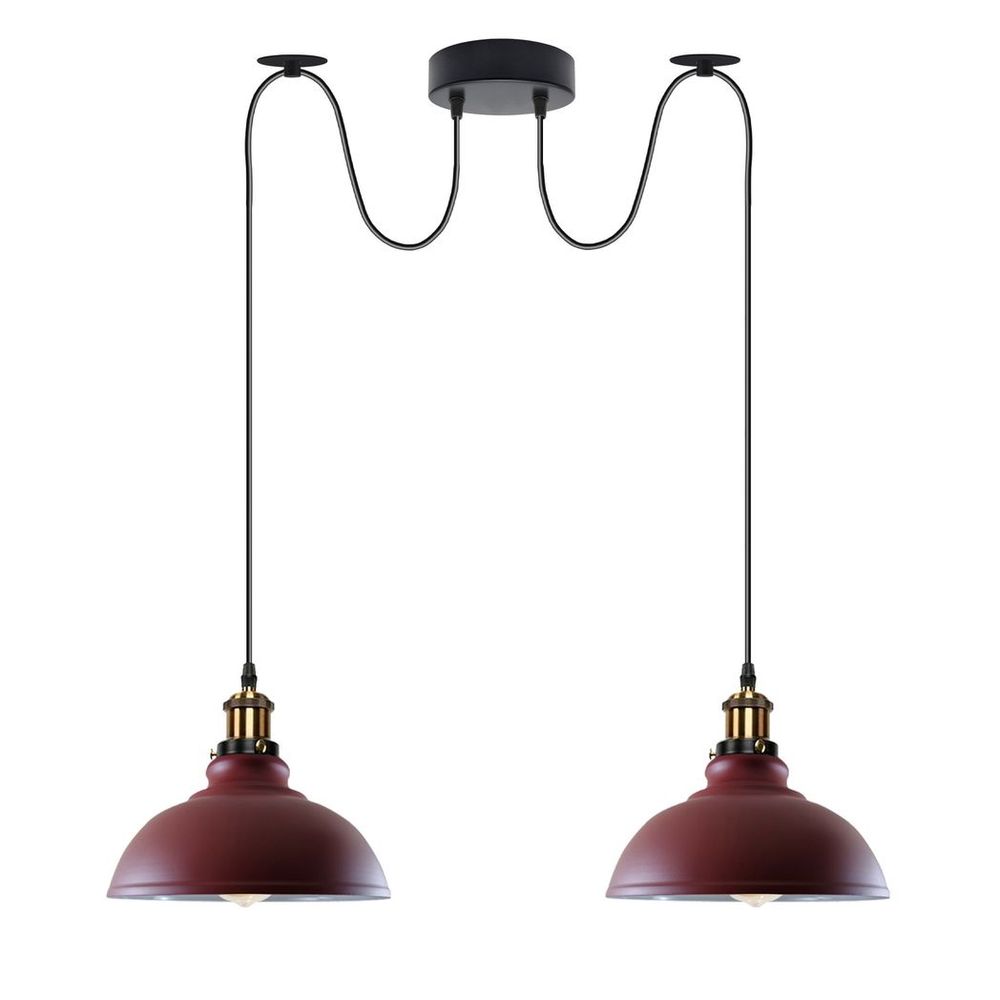 Burgundy Vintage 2 Way Ceiling Pendant Light Metal Industrial Style 29cm, E27 Base Hanging Pendant Lamp - SILVIONIX