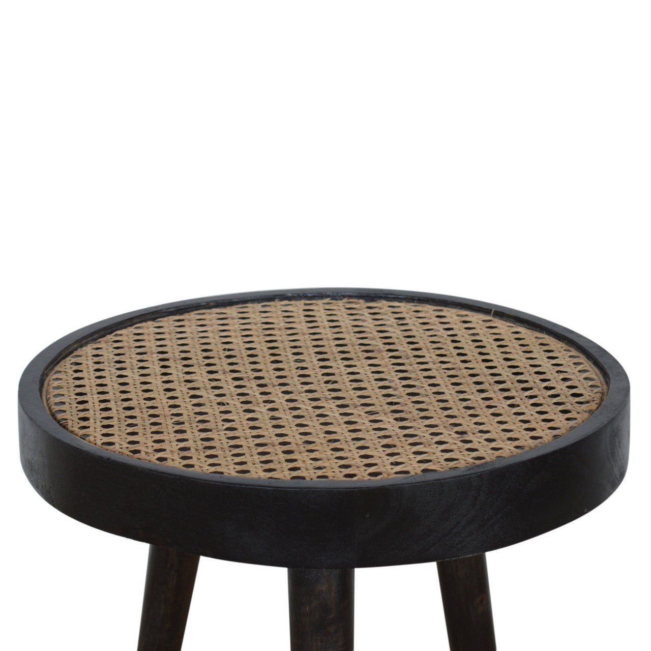 Carbon Black Rattan End Table - SILVIONIX