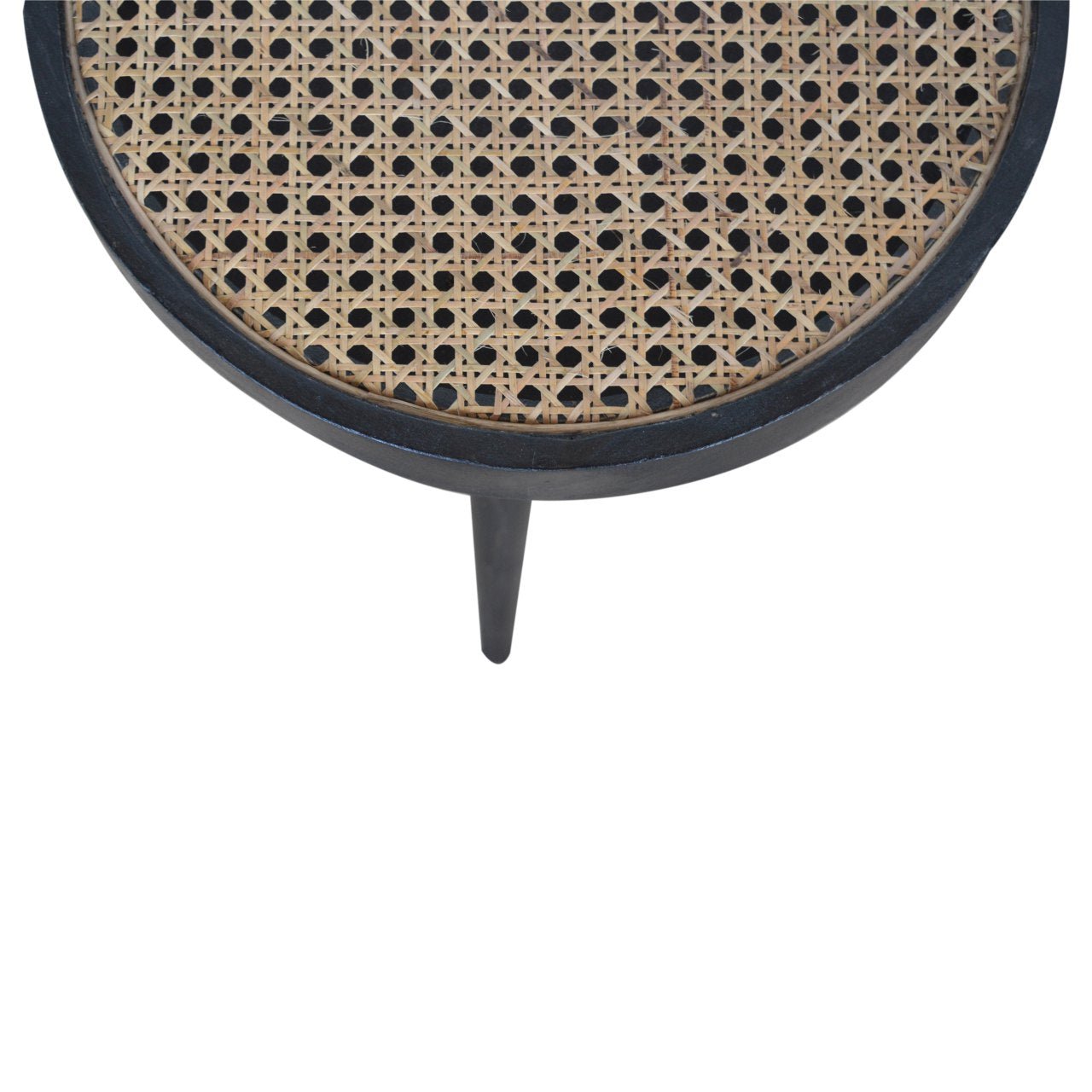 Carbon Black Rattan End Table - SILVIONIX